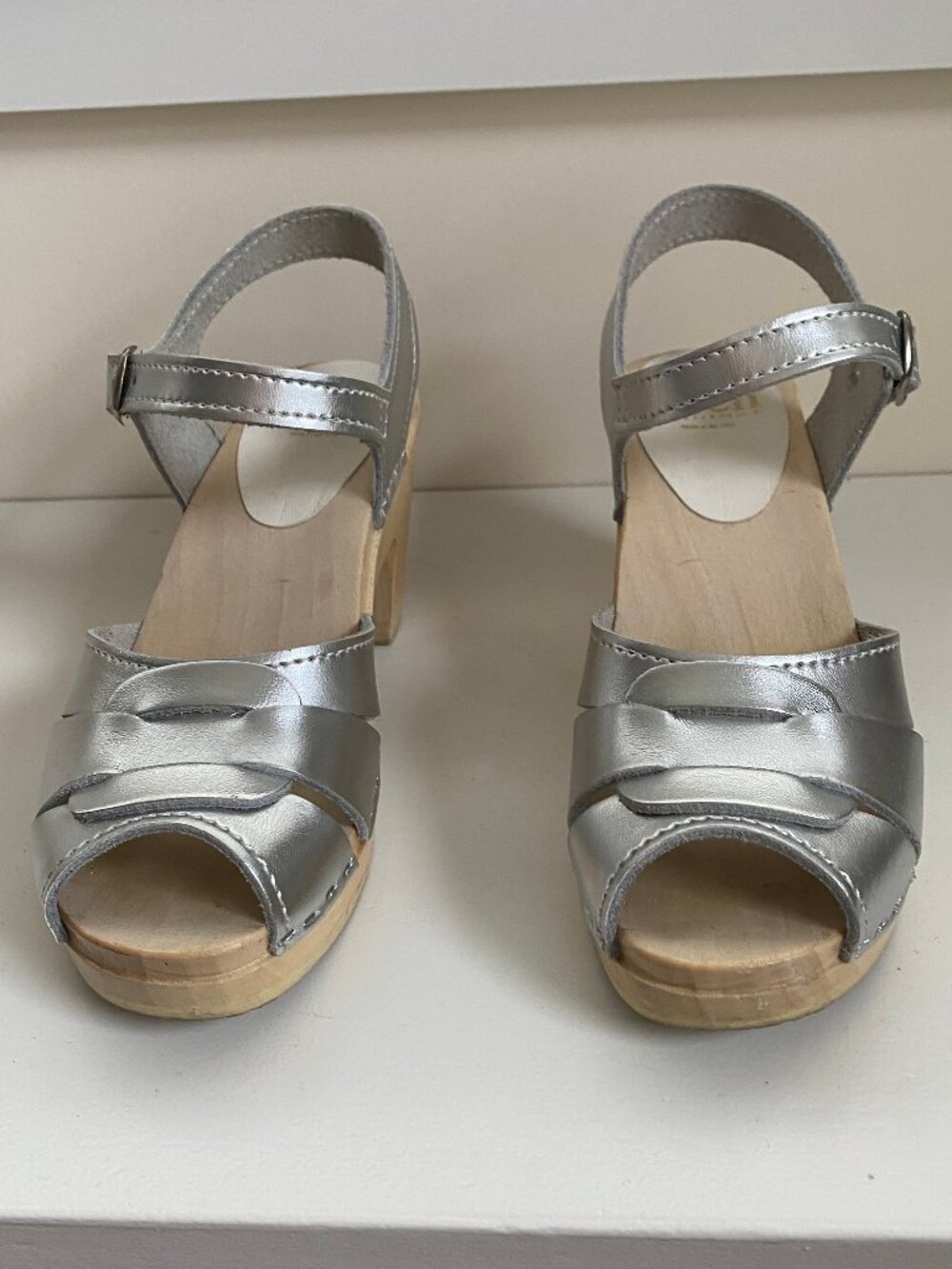Sven Silver Square Accent Sandal Clogs - High Heels